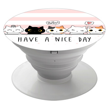 Have a nice day cats, Phone Holders Stand  White Hand-held Mobile Phone Holder