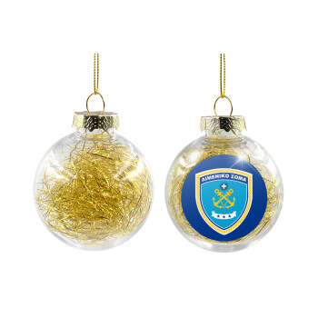 Hellenic coast guard, Transparent Christmas tree ball ornament with gold filling 8cm