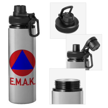 E.M.A.K., Metallic water bottle with safety cap, 850ml aluminum