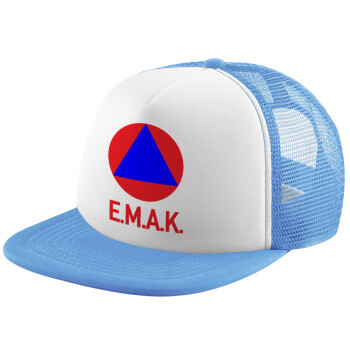 E.M.A.K., Child's Soft Trucker Hat with Blue/White Mesh (POLYESTER, CHILD, ONE SIZE)