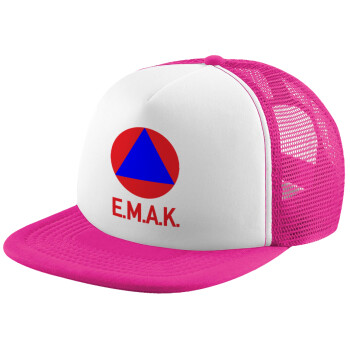 E.M.A.K., Adult Soft Trucker Hat with Pink/White Mesh (POLYESTER, ADULT, UNISEX, ONE SIZE)