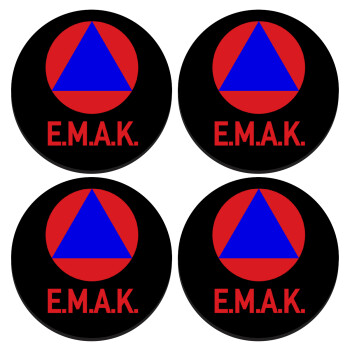 E.M.A.K., SET of 4 round wooden coasters (9cm)