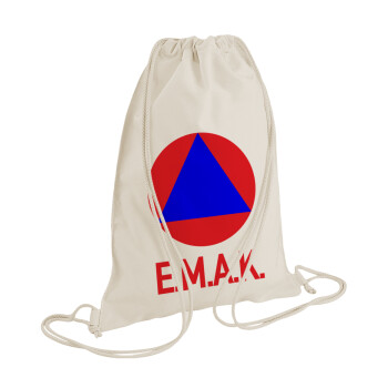 E.M.A.K., Τσάντα πλάτης πουγκί GYMBAG natural (28x40cm)
