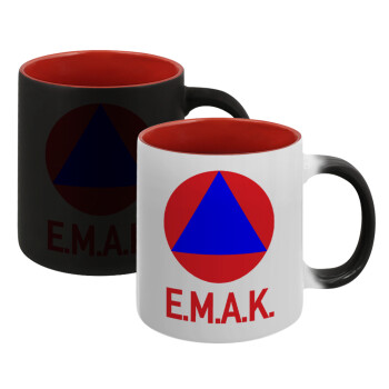 E.M.A.K., Κούπα Μαγική εσωτερικό κόκκινο, κεραμική, 330ml που αλλάζει χρώμα με το ζεστό ρόφημα (1 τεμάχιο)