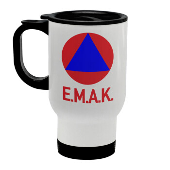 E.M.A.K., Stainless steel travel mug with lid, double wall white 450ml