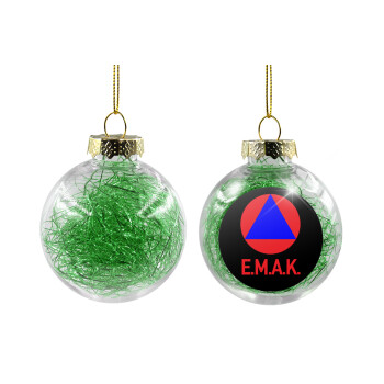 E.M.A.K., Transparent Christmas tree ball ornament with green filling 8cm