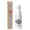 Easter Set, metallic Inox water bottle (700ml) & Easter scented flat candle (30cm) (GRAY)