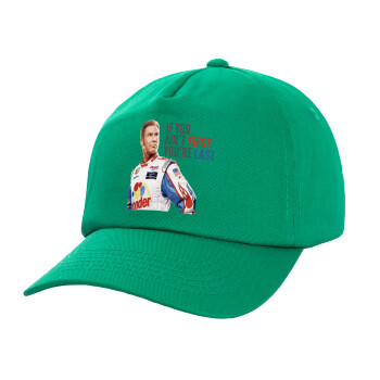 If You Ain't First You're Last Ricky Bobby, Talladega Nights, Children's Baseball Cap, 100% Cotton Twill, Green (COTTON, CHILDREN'S, UNISEX, ONE SIZE)