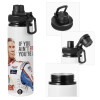 Metal water bottle with safety cap, aluminum 850ml