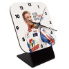 Quartz Wooden table clock with hands (10cm)