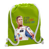 Backpack bag GYMBAG LIME GREEN, with pocket (40x48cm) & thick cords