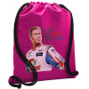 Backpack pouch GYMBAG Fuchsia, with pocket (40x48cm) & thick cords