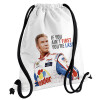 Backpack pouch GYMBAG white, with pocket (40x48cm) & thick cords