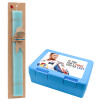 Easter Set, children's snack container BLUE & Easter aromatic flat candle (30cm) (TURQUOISE)