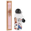 Easter Set, metallic aluminum bottle (500ml) & aromatic flat Easter candle (30cm) (PINK)