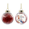 Transparent Christmas tree ball ornament with red filling 8cm