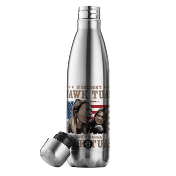 If She Don't Hawk I Don't Wanna Talk Tuah, Inox (Stainless steel) double-walled metal mug, 500ml