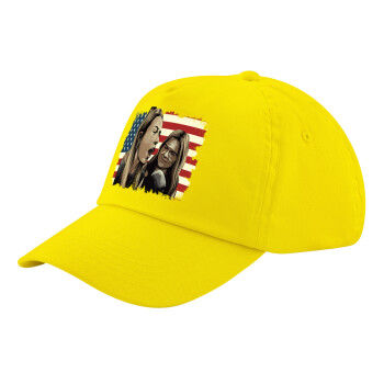 If She Don't Hawk I Don't Wanna Talk Tuah, Child's Baseball Cap, 100% Cotton Twill, Yellow (COTTON, CHILD, UNISEX, ONE SIZE)