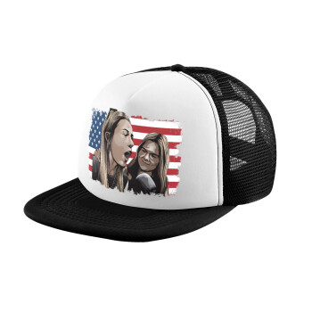 If She Don't Hawk I Don't Wanna Talk Tuah, Καπέλο Ενηλίκων Soft Trucker με Δίχτυ Black/White (POLYESTER, ΕΝΗΛΙΚΩΝ, UNISEX, ONE SIZE)