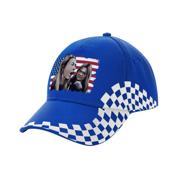 If She Don't Hawk I Don't Wanna Talk Tuah, Adult Ultimate BLUE RACING Cap, (100% COTTON DRILL, ADULT, UNISEX, ONE SIZE)