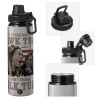 Metallic water bottle with safety cap, 850ml aluminum