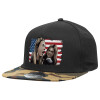 Adult Flat Snapback Hat Black/Camouflage, (100% COTTON TWILL, ADULT, UNISEX, ONE SIZE)