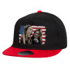 Children's Flat Snapback Hat, Black/Red (100% COTTON, CHILDREN'S, UNISEX, ONE SIZE)