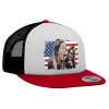 Adult Foam Flat Snapback with Mesh Red-White-Black (POLYESTER, ADULT, UNISEX, ONE SIZE)