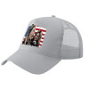 Adult Structured Trucker Hat, with Mesh, GRAY (100% COTTON, ADULT, UNISEX, ONE SIZE)