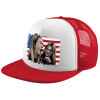 Adult Soft Trucker Hat with Red/White Mesh (POLYESTER, ADULT, UNISEX, ONE SIZE)