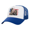 Adult Structured Trucker Hat, with Mesh, WHITE/BLUE (100% COTTON, ADULT, UNISEX, ONE SIZE)