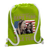 Backpack bag GYMBAG LIME GREEN, with pocket (40x48cm) & thick cords