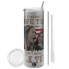 Eco friendly stainless steel Silver tumbler 600ml, with metal straw & cleaning brush