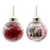 Transparent Christmas tree ball ornament with red filling 8cm