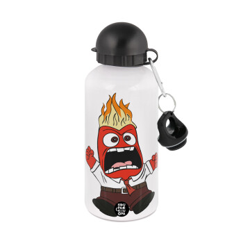 Inside Out Angry, Metal water bottle, White, aluminum 500ml