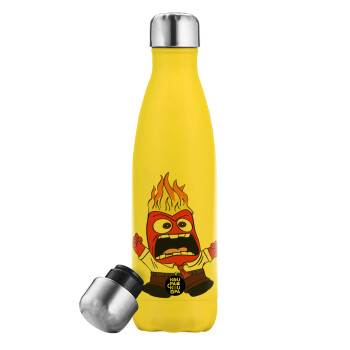 Inside Out Angry, Yellow Stainless Steel Metallic Thermos, double-walled, 500ml