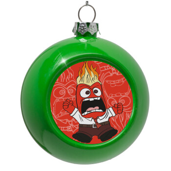 Inside Out Angry, Green Christmas tree ornament bauble 8cm