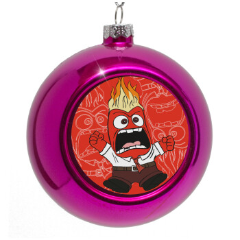 Inside Out Angry, Purple Christmas tree ornament bauble 8cm