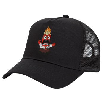 Inside Out Angry, Trucker Hat with Mesh, Black, (COTTON, KIDS, UNISEX, ONE SIZE)