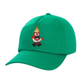 Inside Out Angry, Children's Baseball Cap, 100% Cotton Twill, Green (COTTON, CHILDREN'S, UNISEX, ONE SIZE)