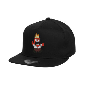 Inside Out Angry, Children's Flat Snapback Hat, Black (100% COTTON, CHILD, UNISEX, ONE SIZE)