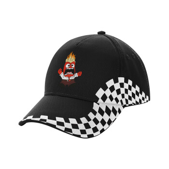 Inside Out Angry, Adult Ultimate BLACK RACING Cap, (100% COTTON DRILL, ADULT, UNISEX, ONE SIZE)