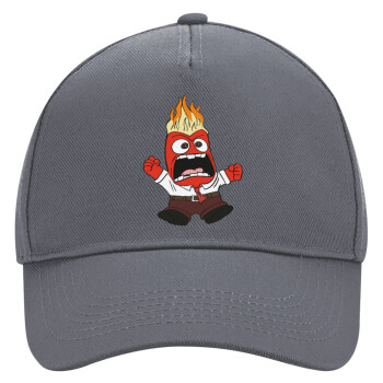 Inside Out Angry, Ultimate Adult Hat Grey, (100% COTTON DRILL, ADULT, UNISEX, ONE SIZE)