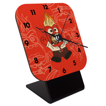 Inside Out Angry, Quartz Table clock in natural wood (10cm)