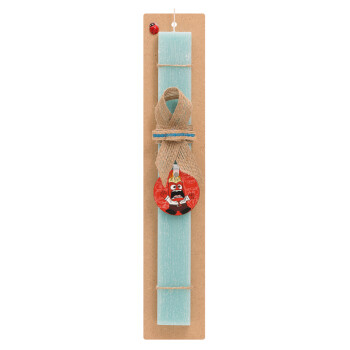 Inside Out Angry, Easter Set, wooden keychain & aromatic flat Easter candle (30cm) (TURQUOISE)