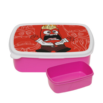 Inside Out θυμός, ΡΟΖ παιδικό δοχείο φαγητού (lunchbox) πλαστικό (BPA-FREE) Lunch Βox M18 x Π13 x Υ6cm
