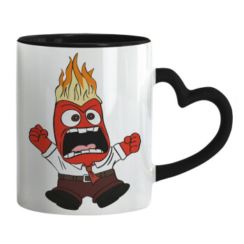 Inside Out Angry, Mug heart black handle, ceramic, 330ml