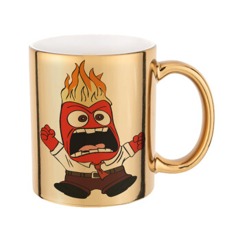 Inside Out Angry, Mug ceramic, gold mirror, 330ml