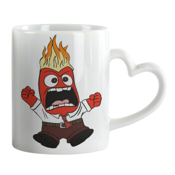 Inside Out Angry, Mug heart handle, ceramic, 330ml