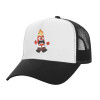 Adult Structured Trucker Hat, with Mesh, WHITE/BLACK (100% COTTON, ADULT, UNISEX, ONE SIZE)